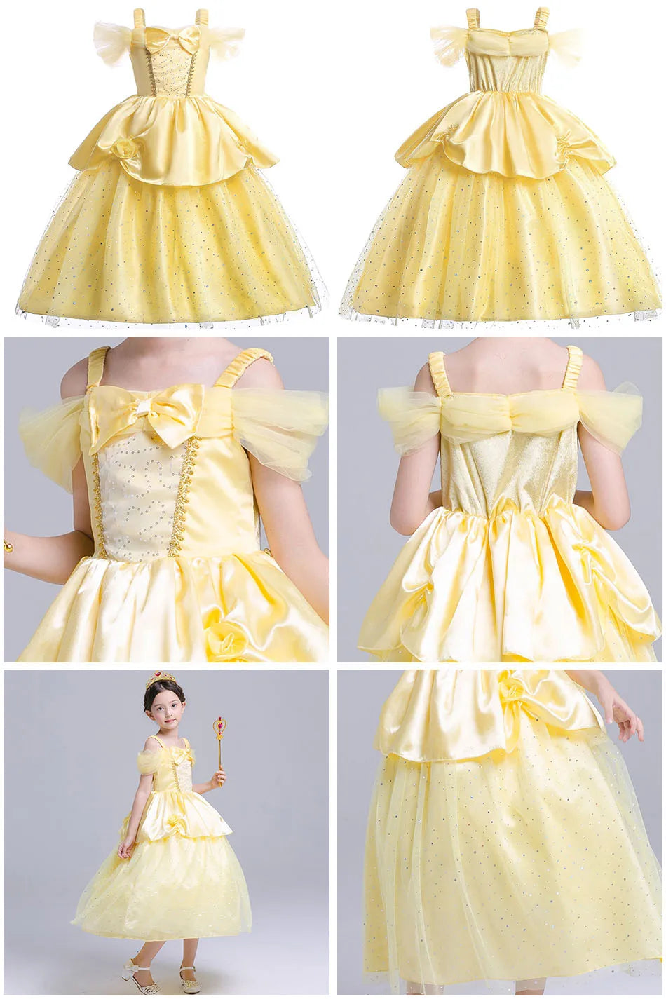 Princess Dresses Girls Belle Costume - Perfect for Party Christmas Birthday