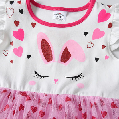 Rabbit Cartoon Dress & Heart Shape Dresses Girls - Easter Day Perfect Gifts