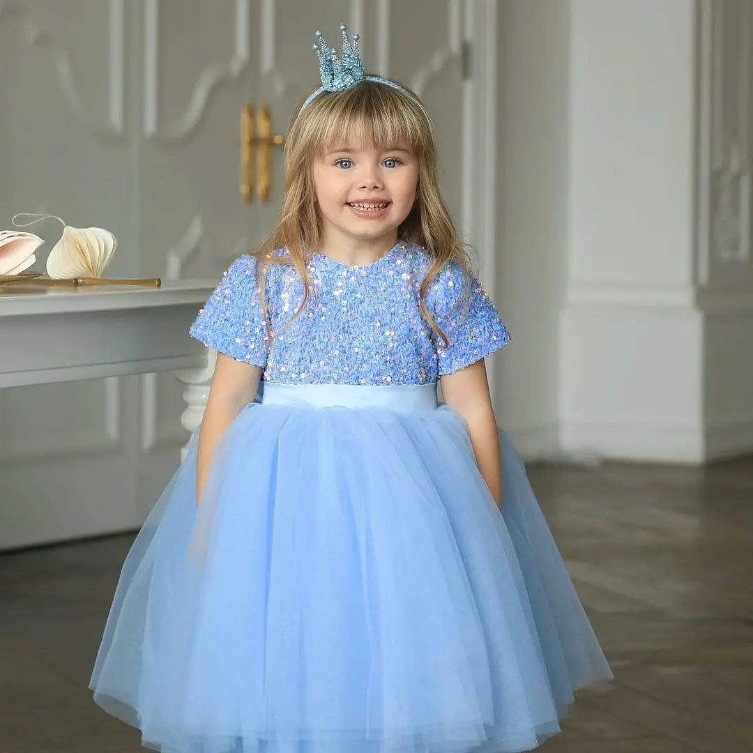 Sequin Chloe Elegant Dress - Kids Princess Dress Birthday Party Gown