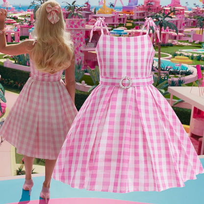 Barbie Pink Plaid Dress and Starry Pink Vest - Perfect for Birthday Party