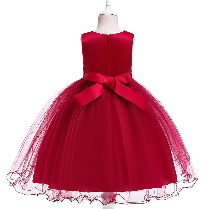 Flower Princess Dress Embroidered Bow Mesh - Perfect for Weddings Birthday Parties