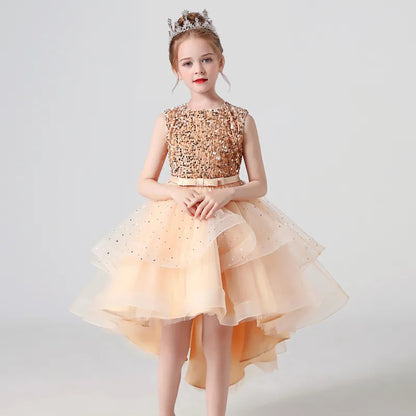 Sequin Lace Tuxedo Wedding Dress for girls 3-13 years old