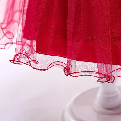 Robe de princesse fleurie en maille avec nœud brodé – Parfait pour les mariages, fêtes d'anniversaire