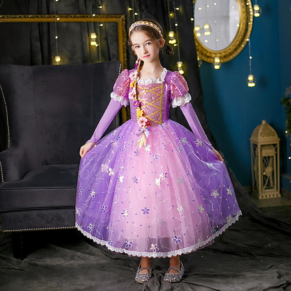 Verwarde prinsessenjurk, kostuum verjaardagsfeestje outfit 2-10 jaar