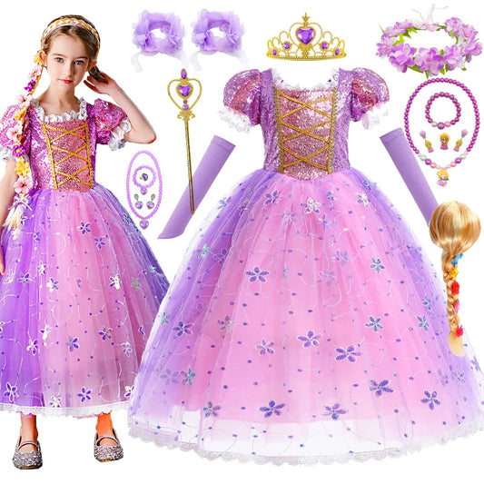 Verwarde prinsessenjurk, kostuum verjaardagsfeestje outfit 2-10 jaar